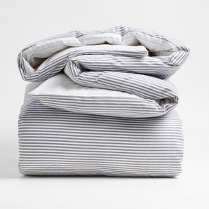 Oxford Shirting Light Indigo Blue Organic Cotton Reversible King Duvet Cover.