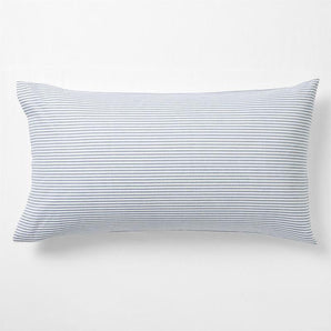 Oxford Shirting Light Indigo Blue Organic Cotton Reversible King Bed Pillow Sham.