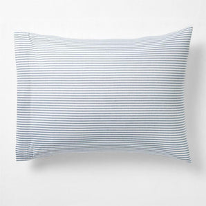 Oxford Shirting Light Indigo Blue Organic Cotton Reversible Standard Bed Pillow Sham.