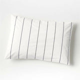 Organic Percale Cotton Striped Pewter Grey Standard Pillow Sham.