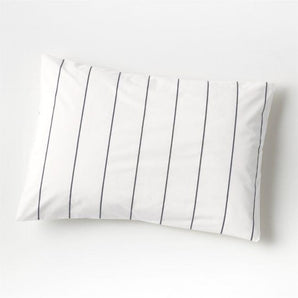 Organic Percale Cotton Striped Pewter Grey Standard Pillow Sham.