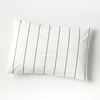 Organic Percale Cotton Striped Pewter Grey Standard Pillow Sham.