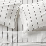Organic Percale Cotton Striped Pewter Grey King Pillowcases, Set of 2.