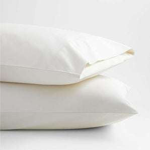 Favorite Organic Cotton Percale Ivory Standard Pillowcases, Set of 2.
