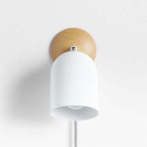 Kids Pixi Metal and Wood Swivel Plug-In Wall Sconce