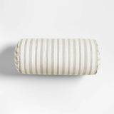 Portofino Cotton Striped Bolster 16"x8" Arctic Ivory Throw Pillow.