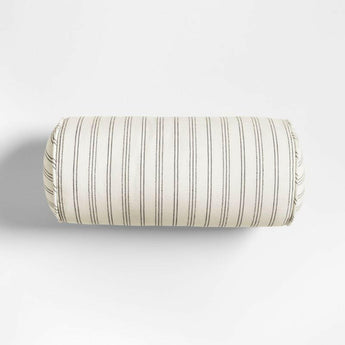 Portofino Cotton Striped Bolster 16"x8" Arctic Ivory Throw Pillow.