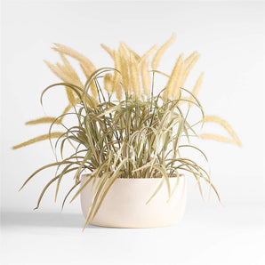Large Faux Potted Grass in White Pot.