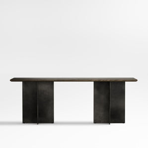 Mesa consola rectangular de madera de fresno ebonizado y metal Preto