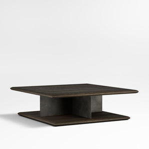 Preto Ebonized Ash Wood and Metal Square Coffee Table