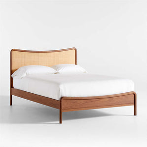 Kids Rainey Walnut Wood and Natural Cane Bed