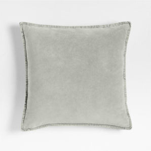 Relaxed Washed Organic Cotton Velvet Throw Pillow teal