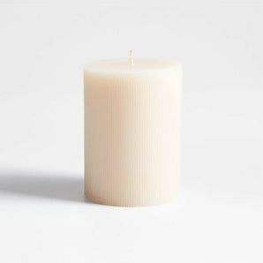 Ribbed Linen Pillar Candle.