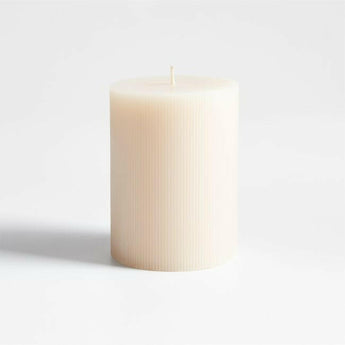 Ribbed Linen Pillar Candle.