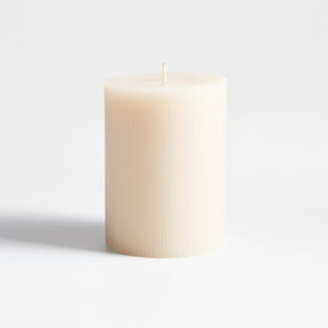 Ribbed Linen Pillar Candle