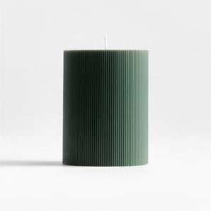 Spruce Ribbed Pillar Candle