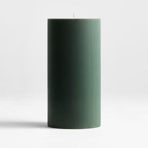 Spruce Green Ribbed Pillar Candle