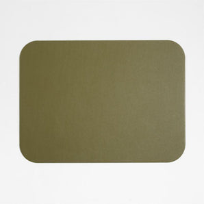 Rizzo Easy Care Recycled Leather Reversible Desert Green and Light Brown Rectangular Placemat.