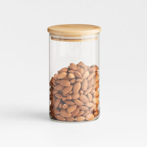 Round Glass Canister with Bamboo Lid