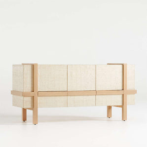 Sands Grasscloth Storage Media Console.