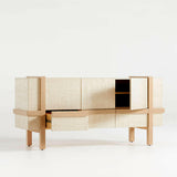Sands Grasscloth Storage Media Console.