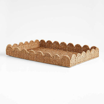 Scallop Natural Woven Fiber Tray.