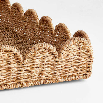 Scallop Natural Woven Fiber Tray.