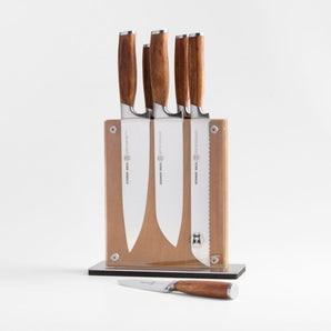 Juego de cuchillos en bloque de 7 piezas de madera de cebra Schmidt Brothers®