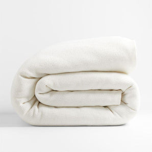 Kids Scoop Cream Waffle Weave Organic Cotton Twin Duvet Cover