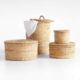 Seaton Round Woven Storage Basket with Lid.