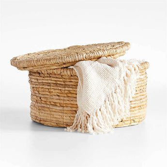 Seaton Round Woven Storage Basket with Lid.
