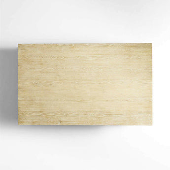 Stria Cerused Natural Oak Wood 56" Rectangular Storage Coffee Table.