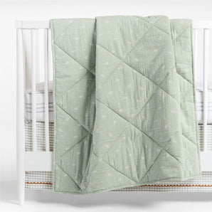 Baby Supersoft Leaf Print Cotton Gauze Crib Quilt