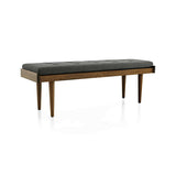 Tate Walnut Slatted Bench with Charcoal Cushion.