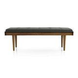 Tate Walnut Slatted Bench with Charcoal Cushion.
