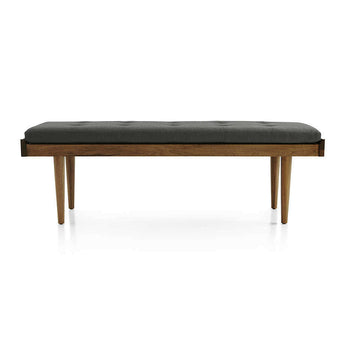 Tate Walnut Slatted Bench with Charcoal Cushion.