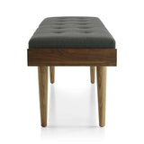 Tate Walnut Slatted Bench with Charcoal Cushion.