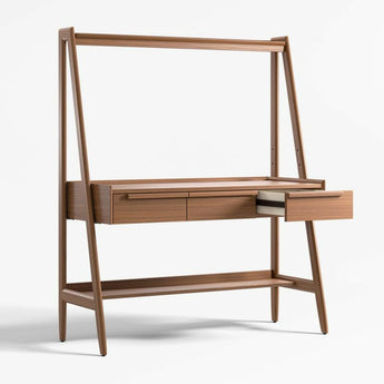 Tate 50" Walnut Wood Standing Desk with Drawers.