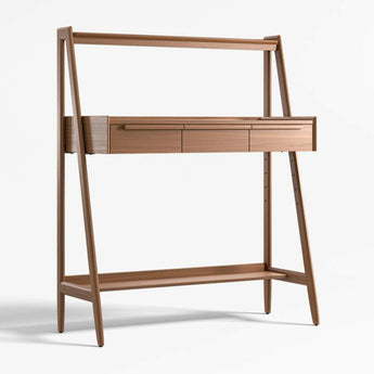 Tate 50" Walnut Wood Standing Desk with Drawers.