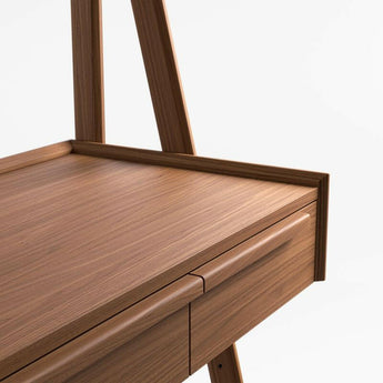 Tate 50" Walnut Wood Standing Desk with Drawers.