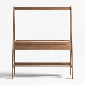 Tate 50" Walnut Wood Standing Desk with Drawers.