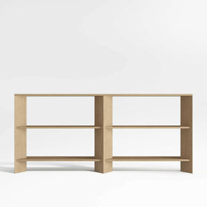 Terrazza 76" Natural Solid Oak Wood Open Storage Media Console.