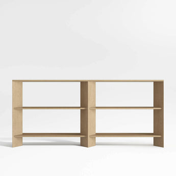 Terrazza 76" Natural Solid Oak Wood Open Storage Media Console.