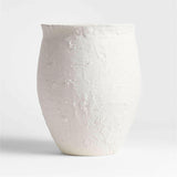 White Textured Ceramic Vase 11".