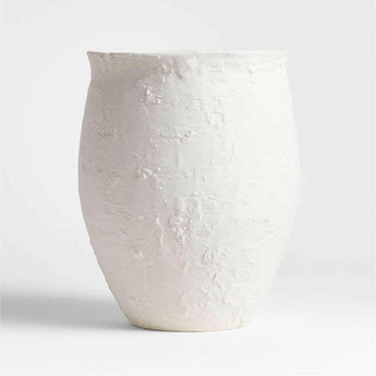 White Textured Ceramic Vase 11".