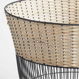 Toma Black and Off White Metal and Rattan Decorative Basket.