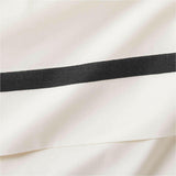 Favorite Organic Cotton Percale Tuxedo Stripe Ink Black Sheet Set.