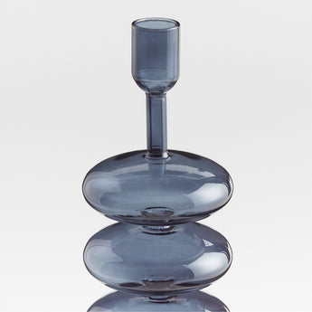 Venezia Large Deep Blue Glass Taper Candle Holder.