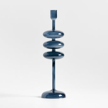 Venezia Large Deep Blue Glass Taper Candle Holder.
