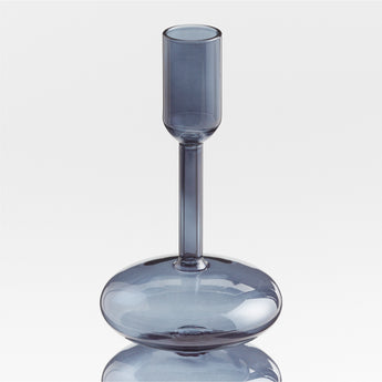 Venezia Medium Deep Blue Glass Taper Candle Holder.